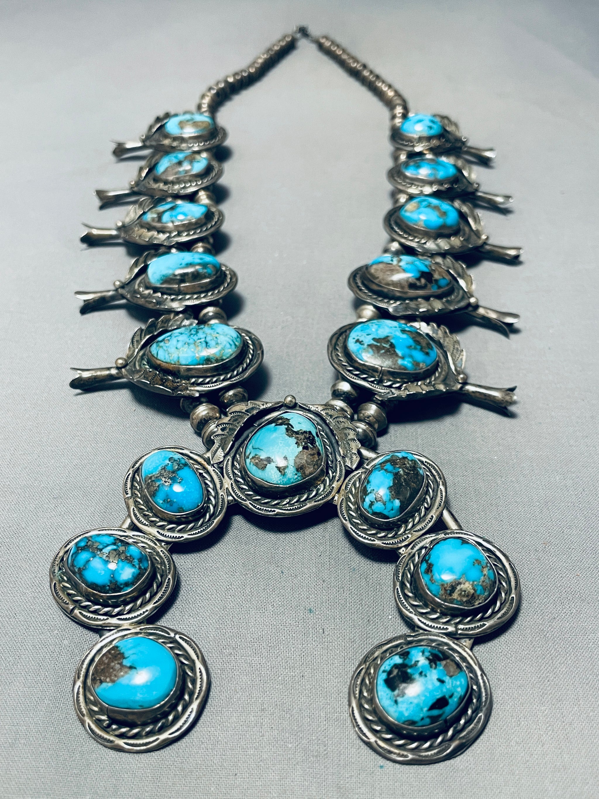 【vintage】Native Jewelry / <No.2676> Mega Morenci Vintage Native American Navajo Turquoise Sterling