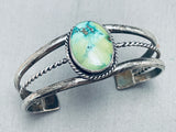 Beautiful Vintage Native American Navajo Green Turquoise Sterling Silver Bracelet-Nativo Arts