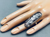 Gigantic Vintage Native American Navajo Wildhorse Agate Sterling Silver Ring-Nativo Arts