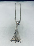 Tassell For Educated!! Vintage Native American Navajo Sterling Silver Necklace-Nativo Arts