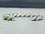 Thick Hand Woven Chain Link Sterling Silver Native American Navajo Bracelet-Nativo Arts