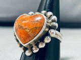 Charming Vintage Native American Navajo Spiny Heart Sterling Silver Large Ring-Nativo Arts