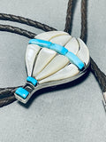 Hot Air Balloon!! Vintage Native American Navajo Turquoise Sterling Silver Bolo Tie-Nativo Arts