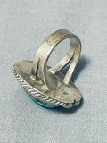 Magnificent Vintage Native American Navajo Candelaria Turquoise Sterling Silver Ring Signed-Nativo Arts