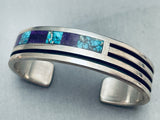 6 Inch Wrist Vintage Native American Navajo Inlay Turquoise Sterling Silver Bracelet-Nativo Arts