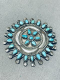 Marvelous Vintage Native American Zuni Blue Gem Turquoise Sterling Silver Pin-Nativo Arts