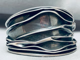One Of The Most Unique Vintage Navajo Sterling Silver Wave Bracelet Cuff-Nativo Arts