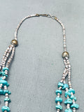 Chunky Vintage Native American Navajo Turquoise Nugget Heishi Necklace Old