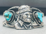 One Of The Most Unique Ever Vintage Native American Navajo Turquoise Sterling Silver Bracelet-Nativo Arts