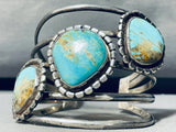 100 Grams Triple Chunk Turquoise Vintage Native American Navajo Sterling Silver Bracelet-Nativo Arts