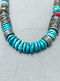Authentic Thomas Singer Vintage Native American Navajo Turquoise Sterling Silver Necklace-Nativo Arts