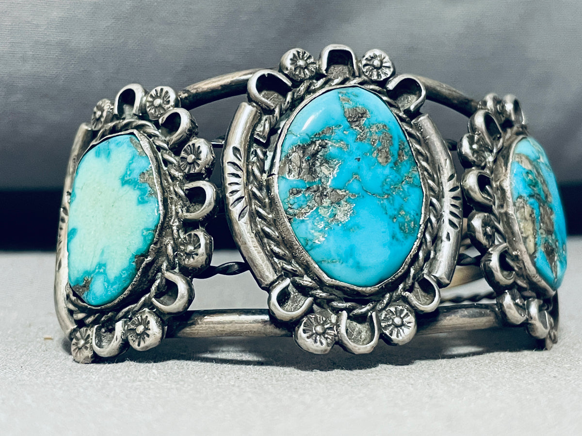 Heavy Museum Quality Vintage Native American Navajo Turquoise Sterling ...