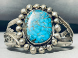 One Of The Finest Vintage Native American Navajo Blue Diamond Turquoise Sterling Silver Bracelet-Nativo Arts