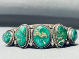 Oine Of The Finest Vitnage Native American Navajo Candelaria Turquoise Sterling Silver Bracelet