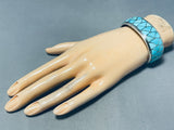 Dynamic Vintage Native American Zuni Blue Gem Turquoise Orlinda Natewa Sterling Silver Bracelet-Nativo Arts