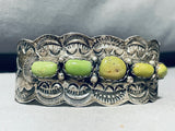 Stunner!! Vintage Native American Navajo Green Turquoise Sterling Silver Bracelet-Nativo Arts