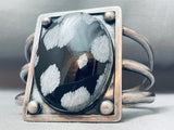 Very Rare Snowflake Obsidian Vintage Native American Navajo Sterling Silver Bracelet-Nativo Arts