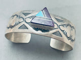 Cloud Stamp Work Vintage Native American Navajo Inlay Sterling Silver Bracelet-Nativo Arts
