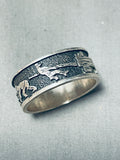 Native American Navajo Story On The Finger Vintage Sterling Silver Hand Carved Ring-Nativo Arts