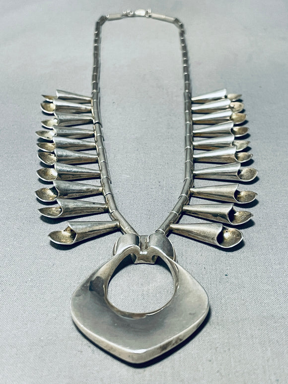One of The Most Unique Ever Vintage Sterling Silver Squash Blossom necklace-Nativo Arts