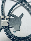 Native American Grasshopper Signed Santo Domingo Inlay Turquoise Silver Bolo-Nativo Arts