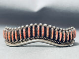 Superior Vintage Native American Navajo Needlepoint Spiny Oyster Sterling Silver Bracelet