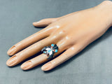 E Zunie Striking Vintage Native American Zuni Sleeping Beauty Turquoise Sterling Silver Ring