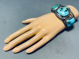 Outstanding Vintage Native American Navajo Pilot Mountain Turquoise Sterling Silver Bracelet-Nativo Arts