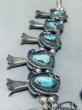 Gasp! Vintage Native American Navajo Bisbee Turquoise Sterling Silver Squash Blossom Necklace-Nativo Arts