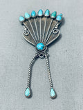 Evelyn Tsosie Superior Vintage Native American Navajo Turquoise Sterling Silver Pin