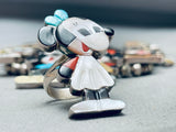 Mickey Mouse Vintagew Native American Zuni Turquoise Sterling Silver Squash Blossom Necklace-Nativo Arts