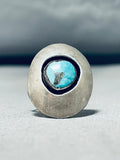 Wonderful Vintage Native American Navajo Kingman Turquoise Sterling Silver Shadowbox Ring-Nativo Arts