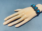 Signed Vintage Native American Navajo Morenci Turquoise Sterling Silver Bracelet-Nativo Arts