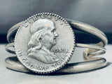 Impressive Ben Franklin Half Dollar Vintage Native American Navajo Sterling Silver Coin Bracelet-Nativo Arts