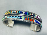 Jimmy Mason Vintage Native American Navajo Turquoise Inlay Sterling Silver Bracelet-Nativo Arts