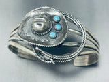 Gasp! Cowboy Hat And Lasso Native American Navajo Turquoise Sterling Silver Bracelet-Nativo Arts