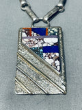 Important Vintage Navajo Ric Laselute Inlay Sterling Silver Necklace-Nativo Arts