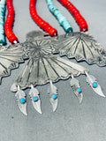 221 Grams!! Massive Native American Navajo Thunderbird Sterling Silver Necklace-Nativo Arts