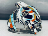 Best Vintage Native American Zuni Eagle Dancer Turquoise Inloay Sterling Silver Bracelet-Nativo Arts