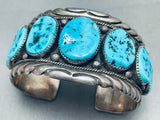 Henry Roanhorse Vintage Native American Navajo Morenci Turquoise Sterling Silver Bracelet-Nativo Arts