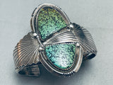 One Of Craziest Vintage Native American Navajo Green Turquoise Sterling Silver Bracelet-Nativo Arts