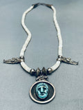 Hand Carved Indian Head Vintage Navajo Sterling Silver Necklace Old-Nativo Arts