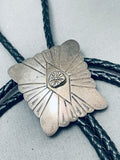 Traditional Vintage Native American Navajo Sterling Silver Handcarved Bolo-Nativo Arts