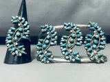 One Of The Best Early Vintage Native American Zuni Turquoise Sterling Silver Bracelet Ring Set-Nativo Arts