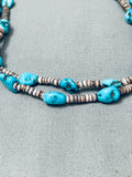 Incredible Vintage Native American Navajo Chunky Turquoise Heishi Sterling Silver Necklace