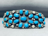 Early 1900's Vintage Native American Navajo Turquoise Cluster Sterling Silver Bracelet-Nativo Arts