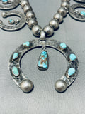 214 Gram Horseshoe Vintage Native American Navajo Sterling Silver Squash Blossom Necklace-Nativo Arts
