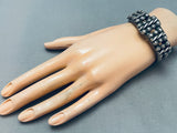 One Of The Best Button Vintage Native American Navajo Sterling Silver Bracelet Cuff-Nativo Arts