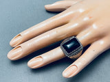 Squared Onyx Vintage Native American Navajo Sterling Silver Ring Old-Nativo Arts