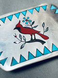 Bh Stunning Vintage Native American Zuni Inlay Sleeping Beauty Turquoise Sterling Silver Buckle-Nativo Arts